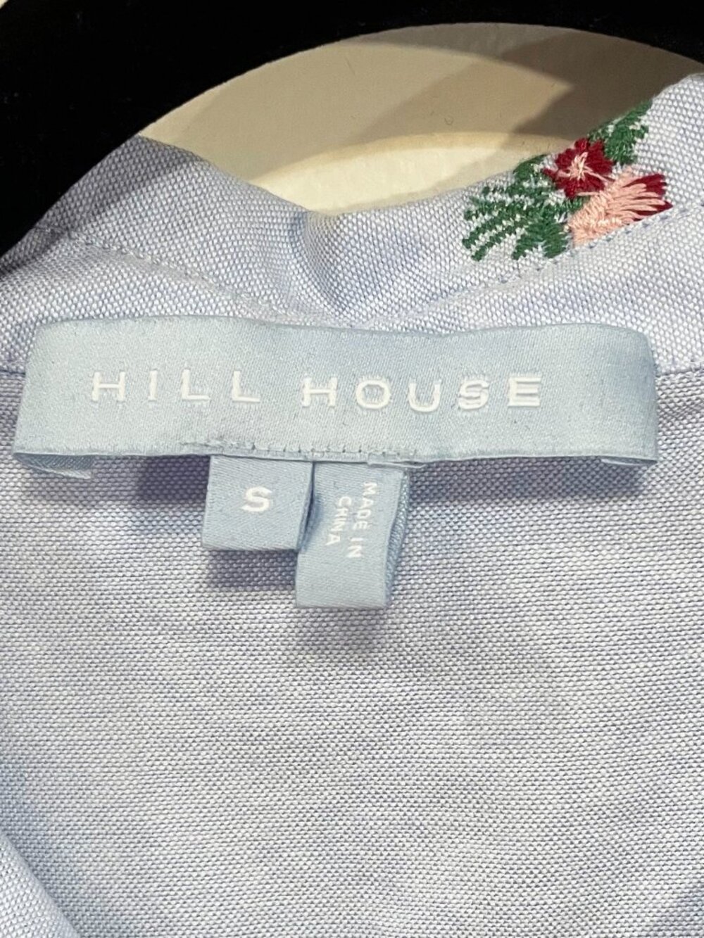 EUC Hill House Laura 100% Cotton Embroidered Belted Mini Shirtdress Blue Small - Picture 5 of 7